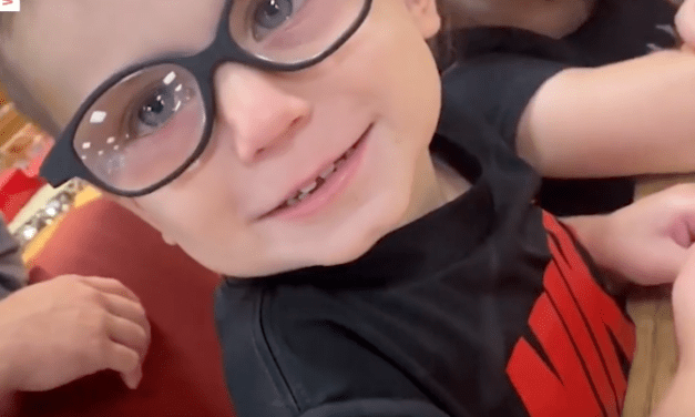 2-year-old tears up after wearing glasses for the first time