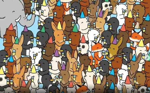 Optical Illusion: Can You Spot Three Animals With Empty Glasses At This Party?