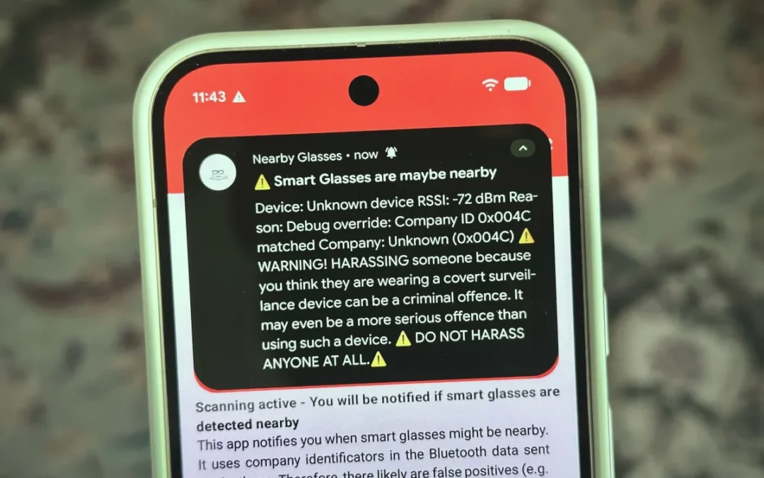 A new app alerts you if someone nearby is wearing smart glasses